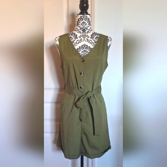 SHEIN size Large navy green romper NWOT - Picture 1 of 6